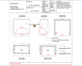 Fobest Custom Range Hood-FSS-337-Brass Metal Range Hood Custom Link for Bryn