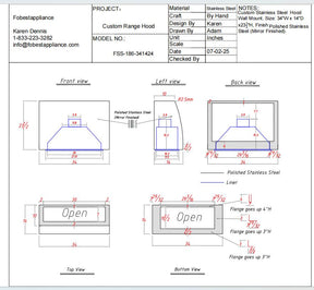 Fobest Custom Range Hood - Custom Link for Lara