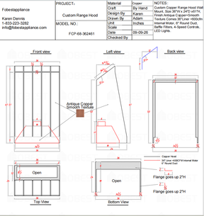 Fobest Custom Range Hood-FCP-68 Copper Metal Range Hood Custom Link for John