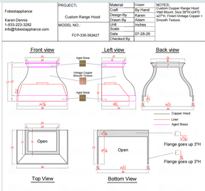 Fobest Custom Range Hood-FCP-335 Copper Range Hood  Metal Range Hood Custom Link