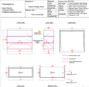 Fobest Custom Range Hood FCP-110 Custom Link for Steve