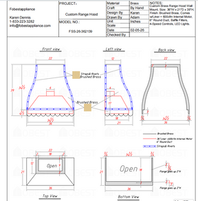 Fobest Custom Range Hood FSS-26 custom link for Cricket Burns