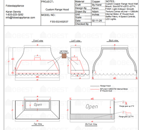 Fobest Custom Range Hood FSS-532 Custom Link for Tracey Plemon