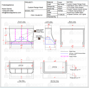 Fobest Custom Metal Range Hood FSS-116-Custom Link for Catherine Biele