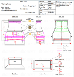 Fobest Custom Range Hood-FSS-279 Brass Metal Range Hood 50% Deposit Custom Link for Miguel