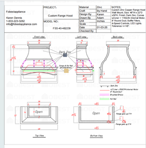 FOBEST Custom Metal Range Hood- FSS-40 Custom Link for Eric 