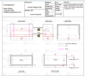Fobest Custom Metal Range Hood -FSS-419- Custom Link for Nishtha