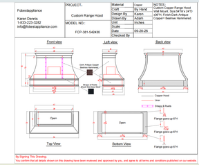 Fobest Custom Range Hood-FCP-381- Copper Metal Range Hood Custom Link for Chris