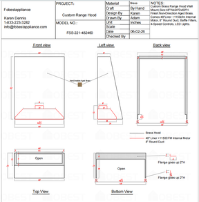 FOBEST Custom FSS-221 Range Hood – Custom Order Link for Lauren