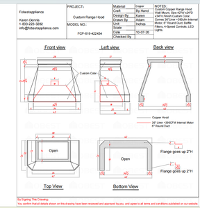 Fobest Custom Range Hood-FCP-619  Copper Metal Range Hood Custom Link for Julie