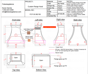 Fobest Custom Range Hood-FCP-35 Copper Metal Range Hood Custom Link for Amanda