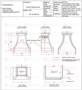 Fobest Custom Metal Range Hood  - Custom Link for Annie