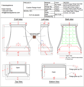 Fobest Custom Range Hood-FCP-35 Copper Range Hood  Metal Range Hood Custom Link