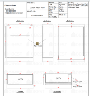 Fobest Custom Metal Range Hood FSS-333 Custom Link for Cammie