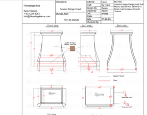 Fobest Custom Metal Copper Range Hood FCP-35 Custom Link for Karen