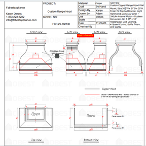 FOBEST Custom Range Hood FCP-29 Custom Link for Megan