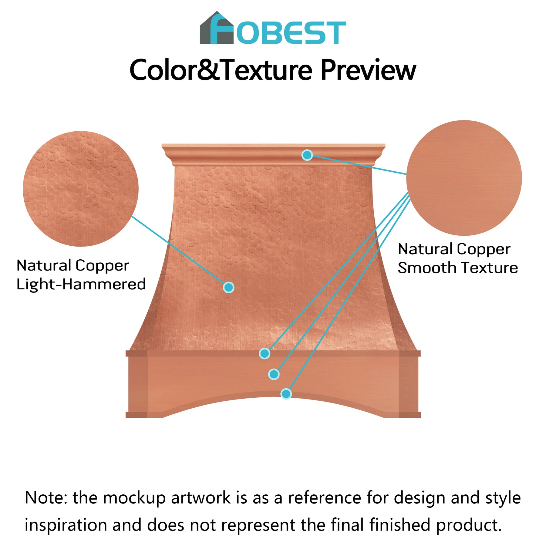 Fobest Custom Range Hood-FCP-43 Copper Metal Range Hood Custom Link for Ryan