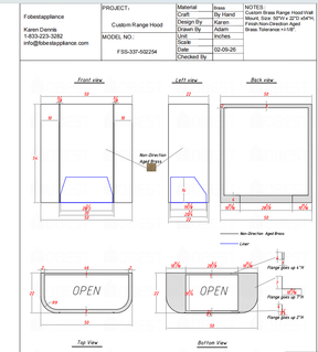 Fobest Custom Range Hood FSS-337 Custom Link for Tiffany