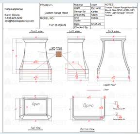 Fobest Custom Metal Copper Range Hood FCP-35 Custom Link for Karen