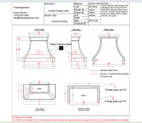 Fobest Custom Range Hood-FSS-457-Stainless Steel  Metal Range Hood Custom Link for Steve