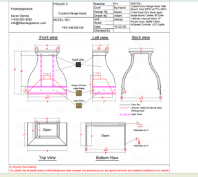 Fobest Custom Range Hood-Fobest FSS-348 Custom  Zinc Metal Range Hood Custom Link for Suzette