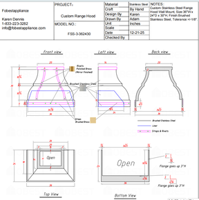 Fobest Custom Metal Range Hood FSS-3 Custom Link for Harper