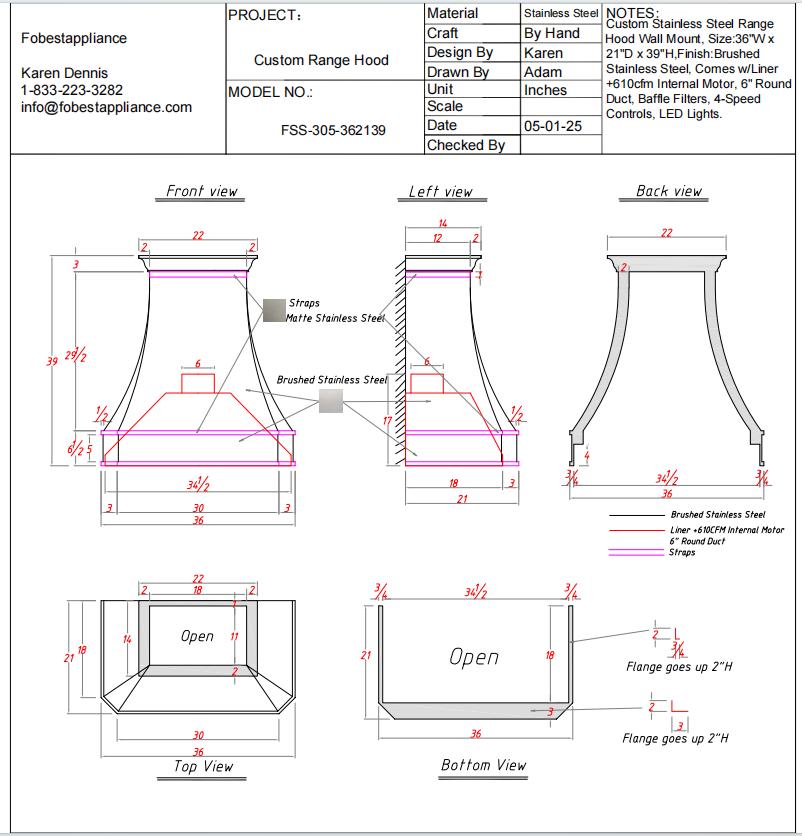 Backdraft Slot Hood Example Fobest Custom Range Hood - Custom Link for Nathan