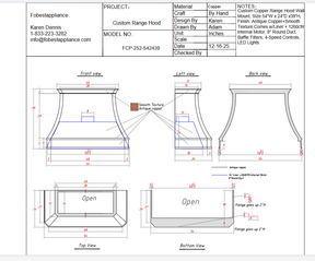 Fobest Custom Range Hood- Hood Model FCP-252 Custom Link for Oliver Tobias
