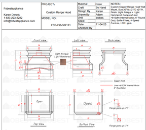 Fobest Custom Metal Range Hood FCP-298-Custom Link for Gayle