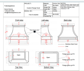 Fobest Custom Range Hood-FSS-72 Stainless Steel Metal Range Hood Custom Link for Susan