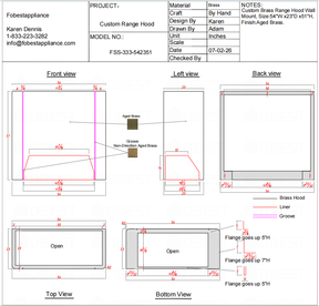 Fobest Custom Range Hood-FSS-333 Brass Metal Range Hood Custom Link for Caralee