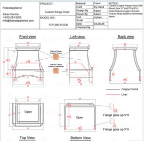 Fobest Custom Range Hood-Custom Link for Marcella