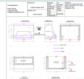 Fobest Custom Range Hood-FSS-9 Custom Link for Ashley&Anna