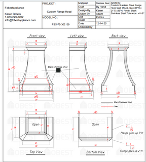 Fobest Custom Metal Range Hood FSS-72 Custom Link for Abby