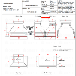 Fobest Custom Range Hood FCP-29 Custom Range Hood for Megan