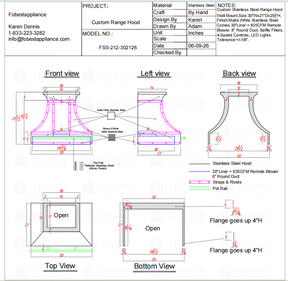 Fobest Custom Range Hood-Custom Link for Doyle