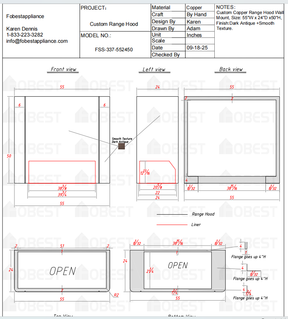 Fobest Custom Metal Range Hood FSS-337 - Custom Link for Lisa