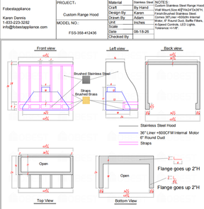 Fobest Custom Range Hood-FSS-358 Stainless Steel Range Hood  Metal Range Hood Custom Link for Robert