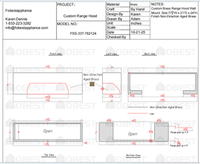 Fobest Custom Metal Range Hood FSS-337 - Custom Link for Nishtha