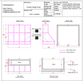 Fobest Custom Metal Range Hood - Canada Custom Order Link for Joanie Lefebvre