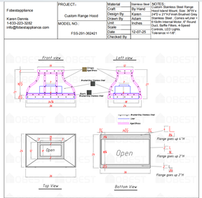 Fobest Custom Metal Range Hood FSS-291 Custom Link for Fred
