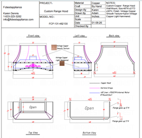 FOBEST Custom Range Hood- FCP-131 Custom Link for Steven