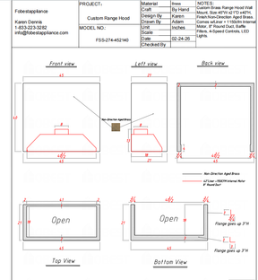 Fobest Custom Range Hood FSS-274 Custom Link for Chloe