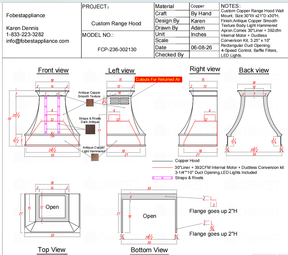 Fobest Custom Range Hood-Custom Link for Andrea Cook