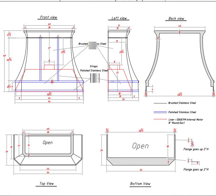 Fobest Custom Stainless Steel Range Hood - FSS-8 Model-Rest of Payment for Eric