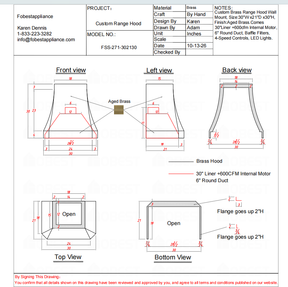 Fobest Custom Range Hood-FSS-271 Brass Metal Range Hood Custom Link for Lauren