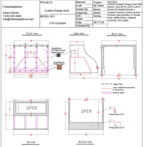 Fobest Custom Range Hood - Custom Link for Chaz