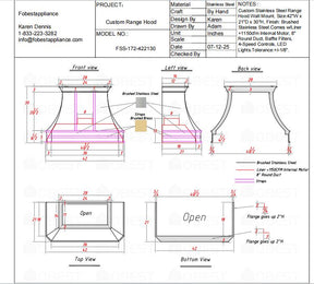 Fobest Custom Range Hood FSS-172 -50% Deposit Custom Link for Christina Loughran