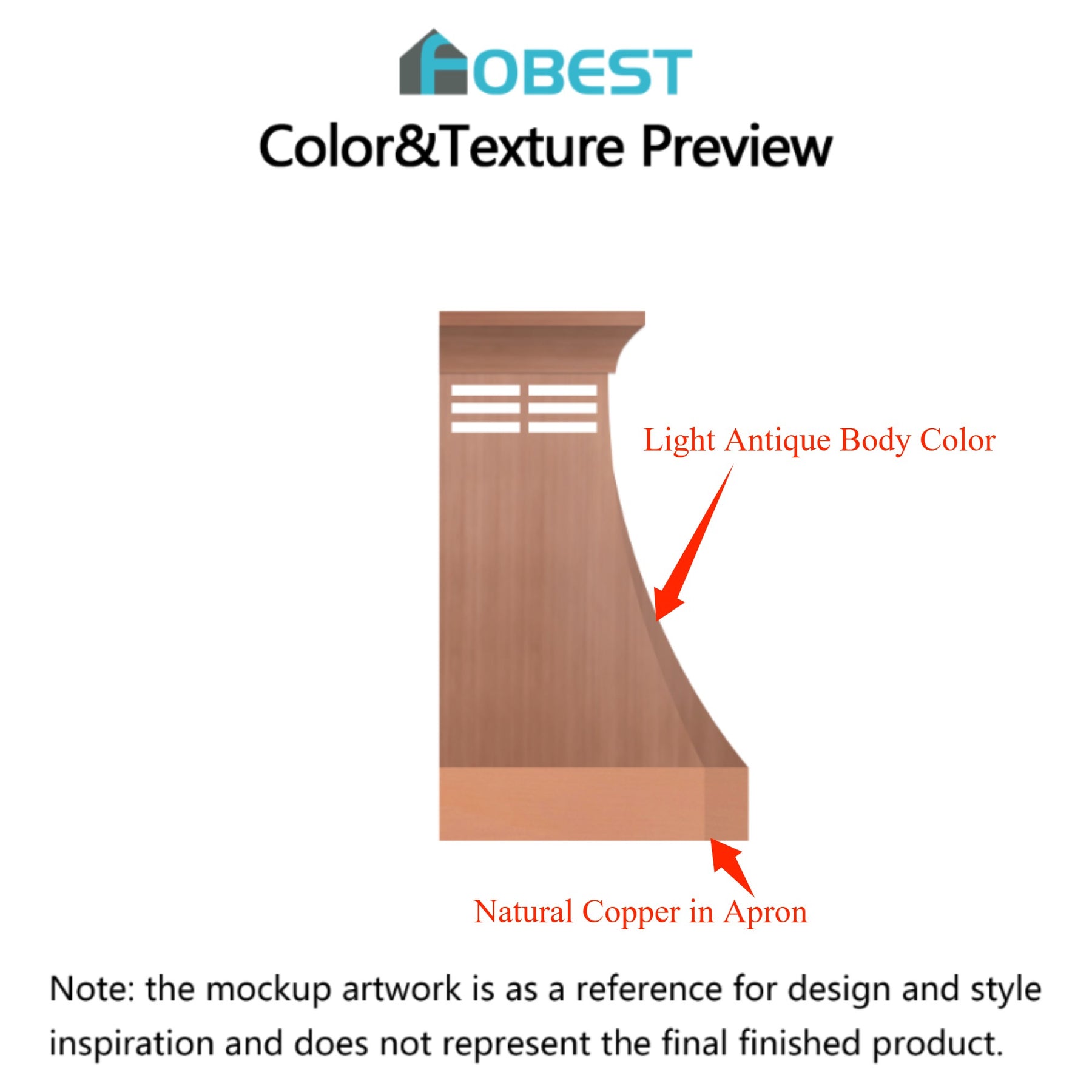 Fobest Custom Range Hood-FCP-35 Copper Metal Range Hood Custom Link for Amanda
