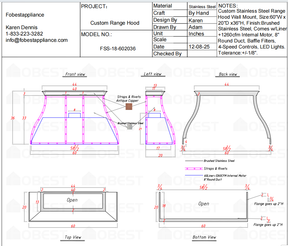 Fobest Custom Metal Range Hood FSS-18 Custom Link for Cherry Bull